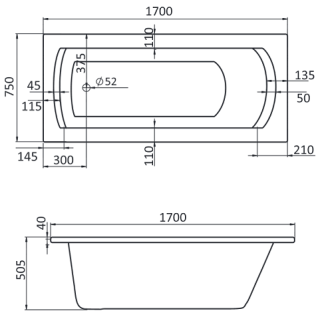 Santek Монако XL 170х75 прямоугольная белая 1WH111980